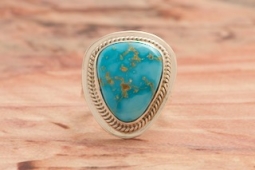 Genuine Blue Kingman Turquoise Sterling Silver Ring